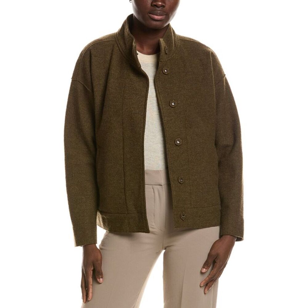 Eileen Fisher Womens Knit Wool Jacket, Green